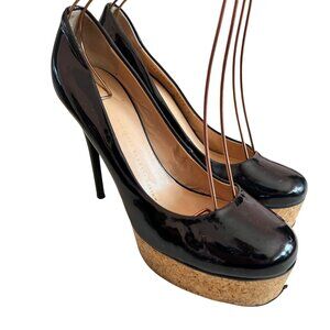 Giuseppe Zanotti pumps black patent leather cork platform 38 stiletto high heel